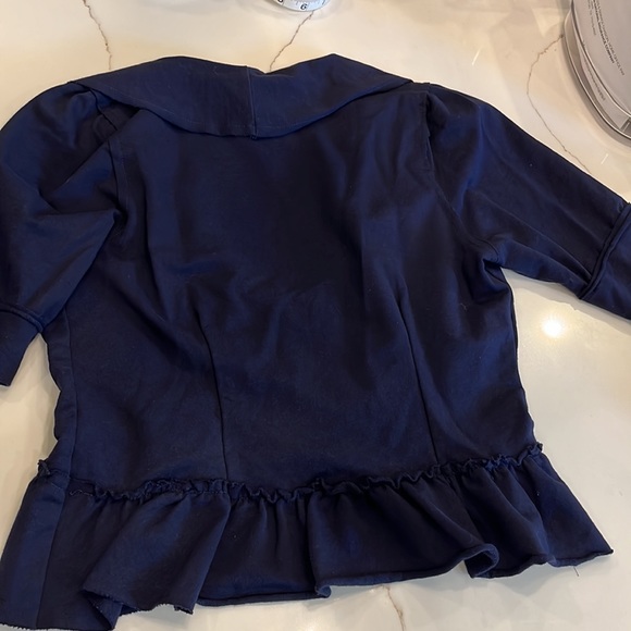 Navy Blue short sleeve top/shrug by Curious Gypsy. Large. Front zipper - Picture 9 of 14